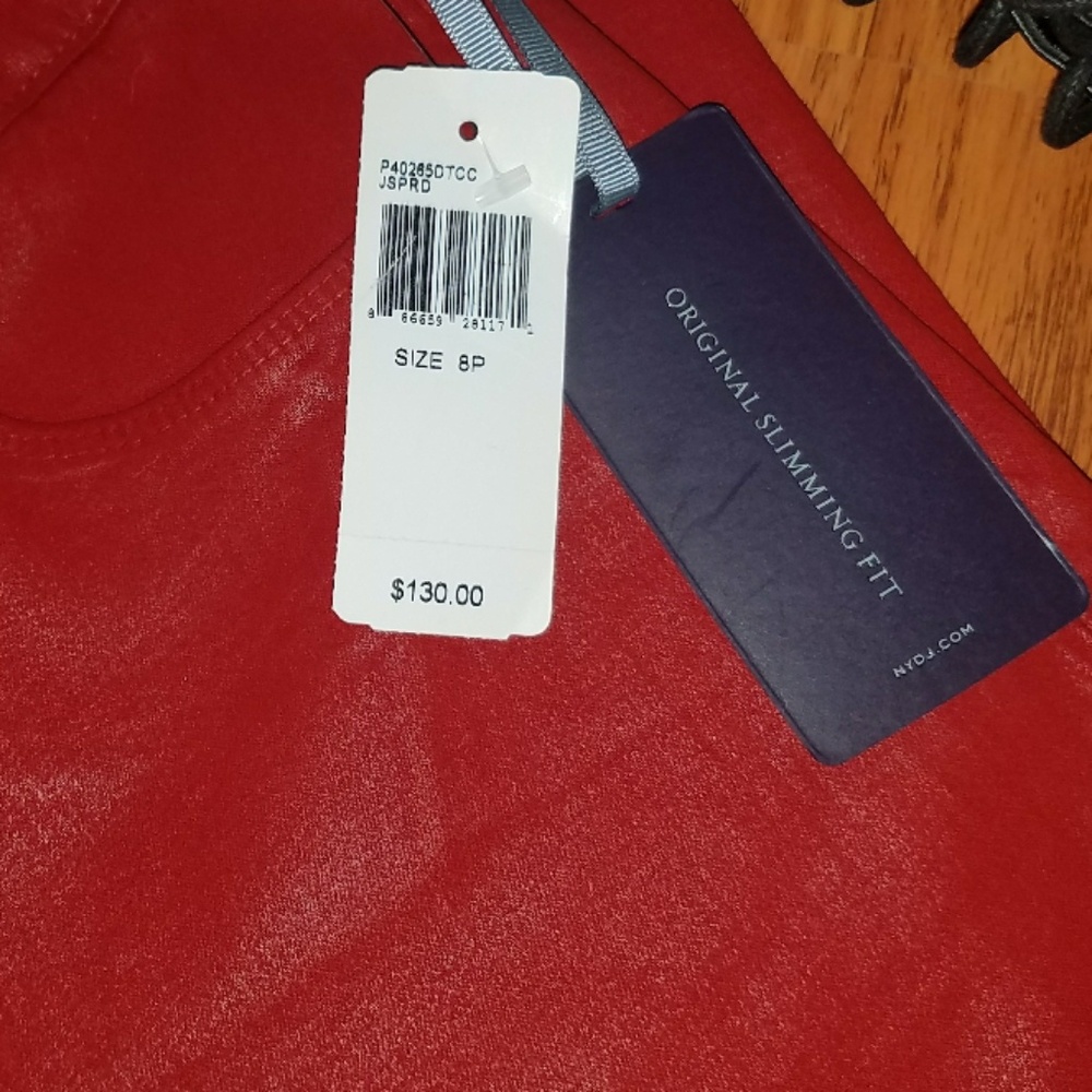 NWT NYDJ Red Wax Skinny Jean 8P - Picture 3 of 6